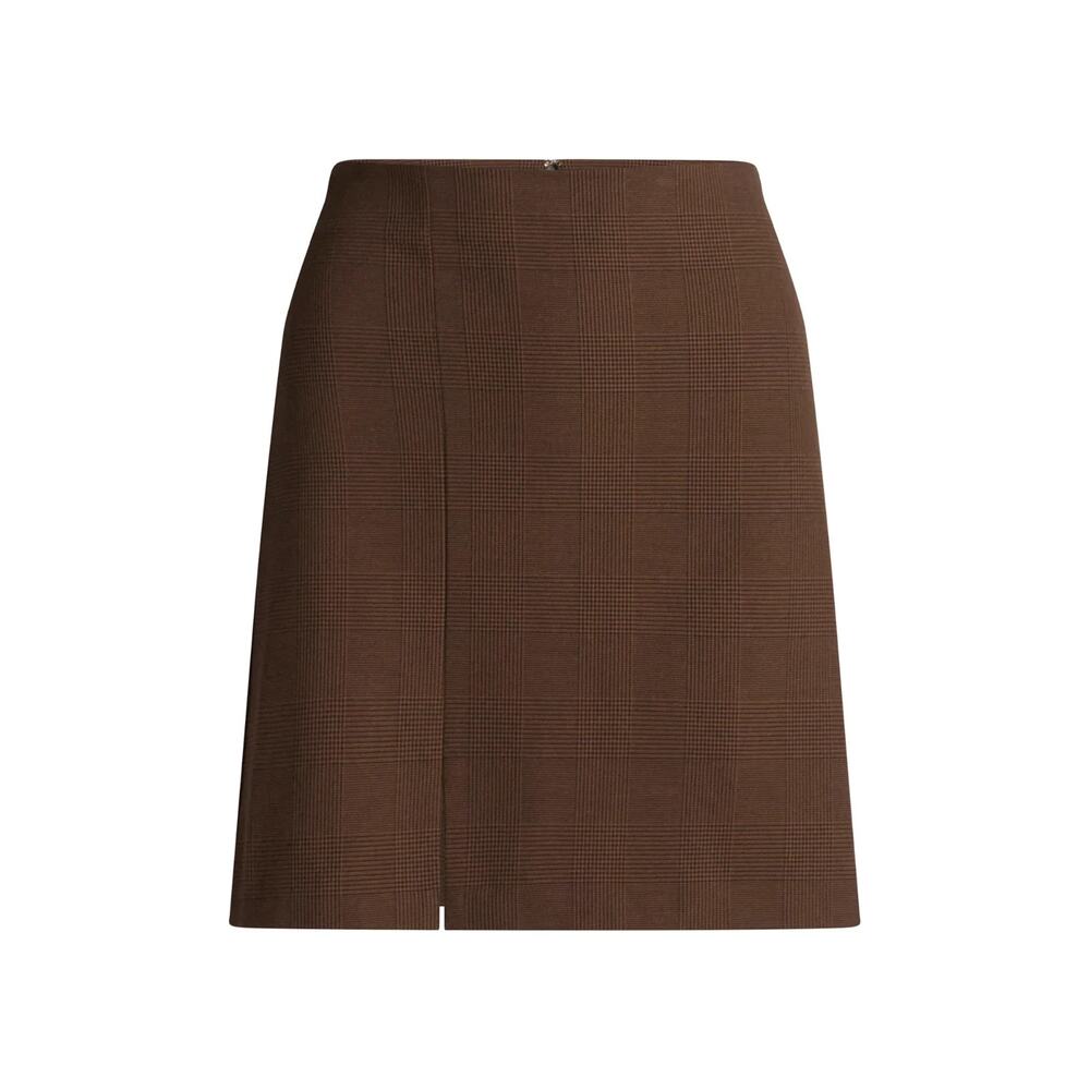 NWT Time And Tru Women's Mini Skirt Side Slit Size XXXL 22 Warm Coffee Plaid New